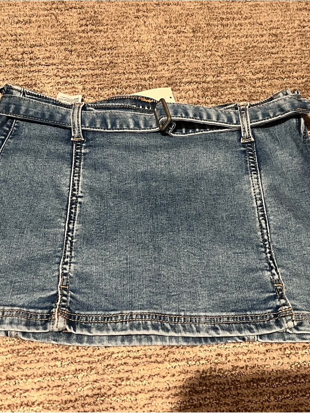 American Eagle Outfitters Light Blue Denim Mini Skirt with Belt